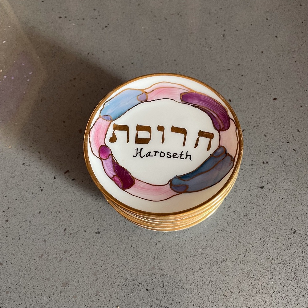 Vintage 6 hand painted seder plates